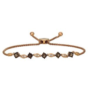 Le Vian 14K Rose Gold 1.1ctw Chocolate Quartz Vanilla Diamond Bolo Bracelet 7.2g